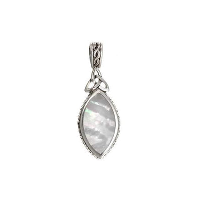Silver Marquise Shape Onyx Pearl Pendant