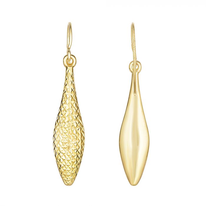 10K Gold Diamond Cut & Polished Earring